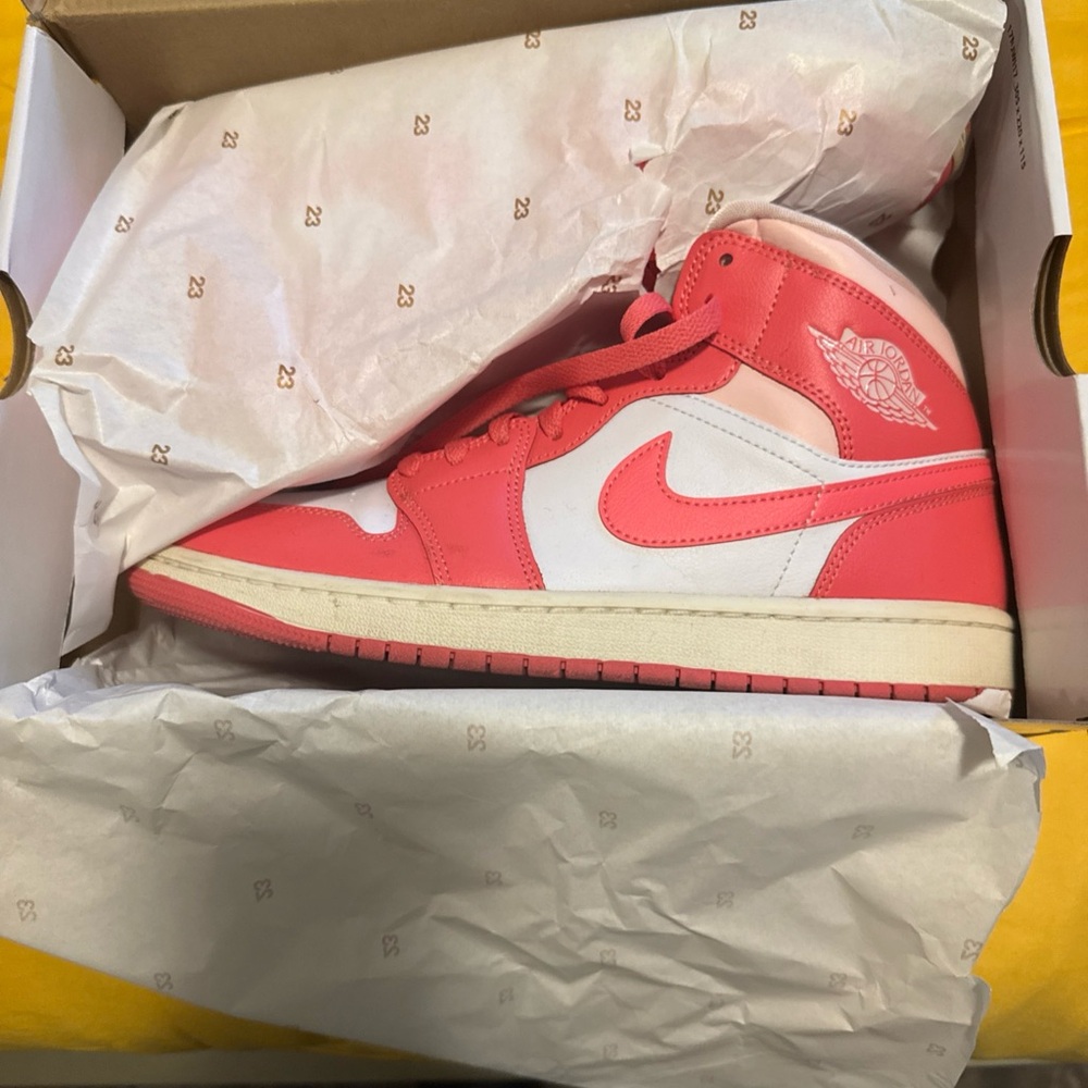 Jordan Air Mid White and Sea Coral Sneakers